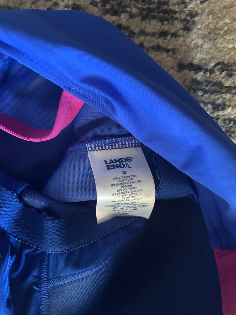 Lands' End Blue and Pink One-Piece Swimsuit - Picture 3 of 4